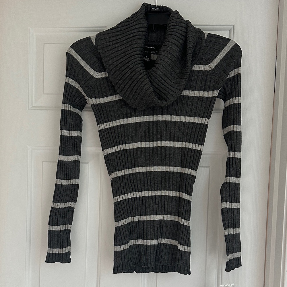 INC International Concepts Black and Gray Striped Sweater